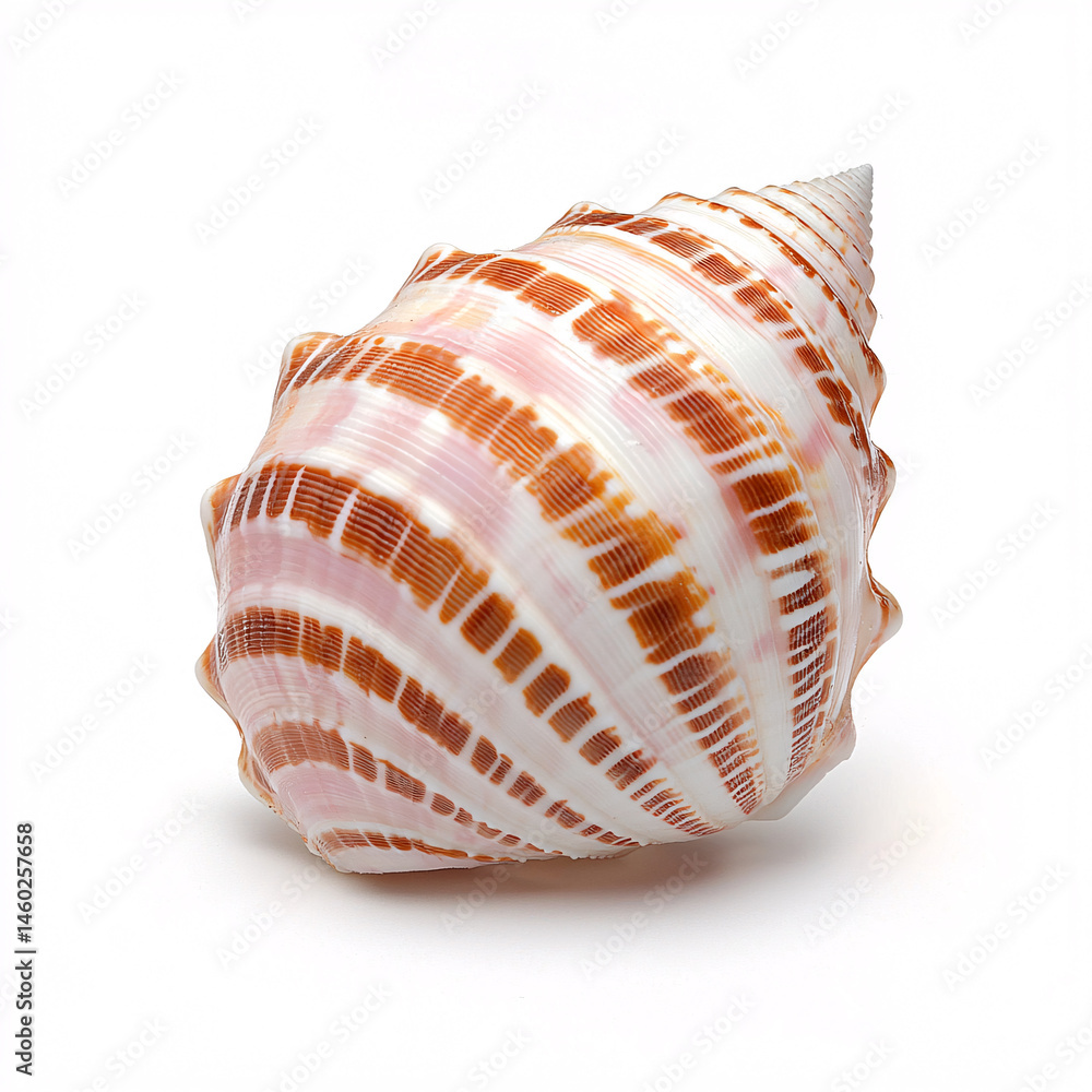 Obraz premium A beautifully patterned sea with spirals and pink hues sits isolated against a clean white background.