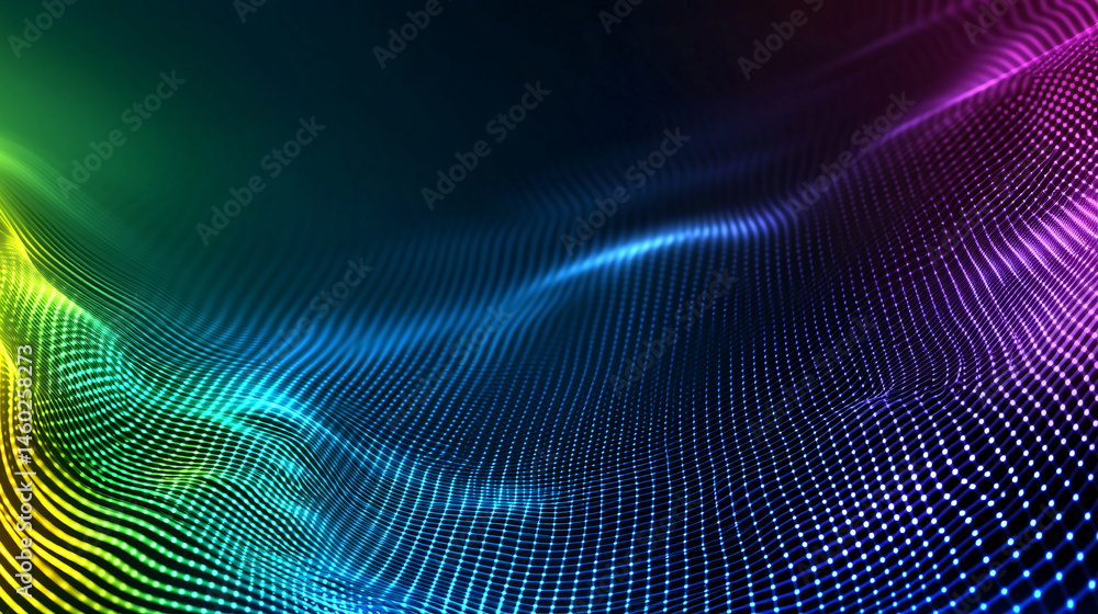 Abstract Colorful Waves of Light in a Digital Background Design. Abstract Colorful Waves of Light in a Digital Background Design.