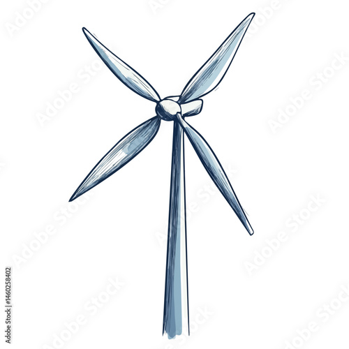 Wind Turbine 2D flat vector illustration, isolated on a white background.