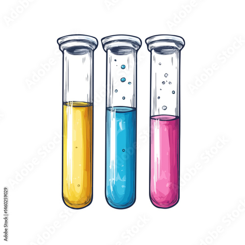 2D flat vector illustration of Test Tubes, isolated on a white background.