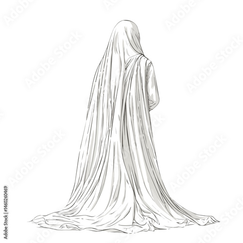 Sari 2D flat vector illustration, isolated on a white background.