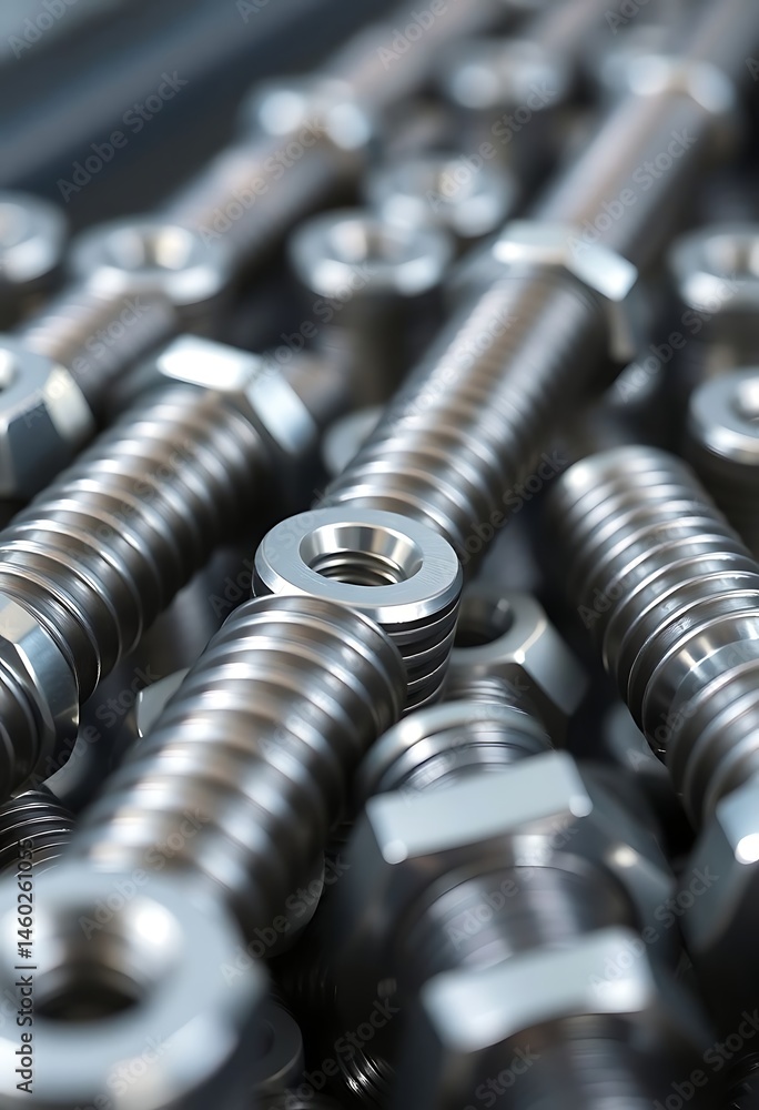 close up of many bolts and nuts close up of many bolts and nuts