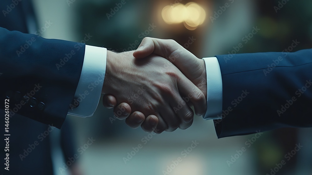 Close-up of two businessmen shaking hands, symbolizing partnership and agreement Close-up of two businessmen shaking hands, symbolizing partnership and agreement