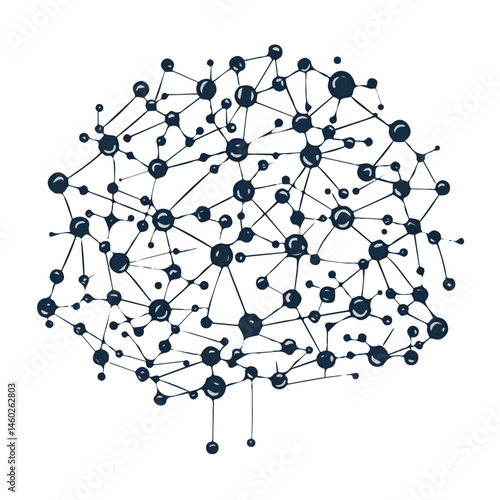 Neural Network Diagram 2D flat vector illustration, isolated on a white background.
