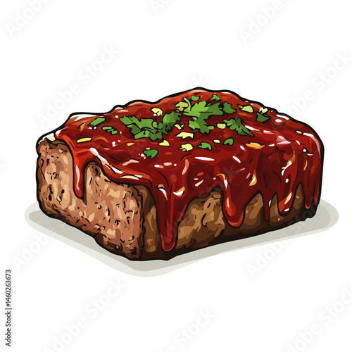 2D flat vector illustration of Meatloaf, isolated on a white background.