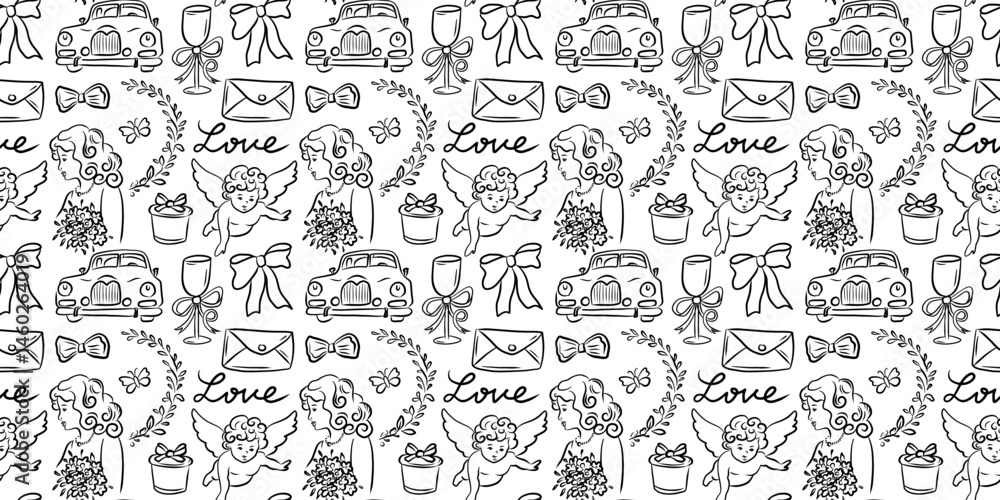 Obraz premium Whimsical Illustrations and Patterns Inspired by Love and Affection Themes for Everyone