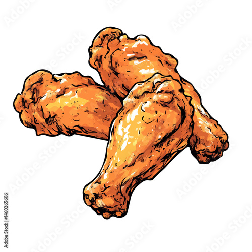 Hot Wings 2D flat vector illustration, isolated on a white background.