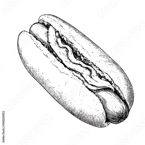 2D flat vector illustration of Hot Dog, isolated on a white background.