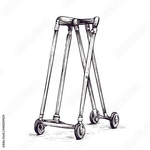 2D flat vector illustration of Crutches, isolated on a white background.