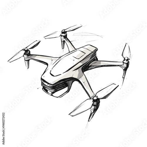 2D flat vector illustration of Autonomous Drone, isolated on a white background.