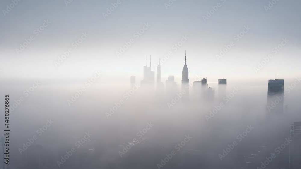 Obraz premium City skyline in misty morning
