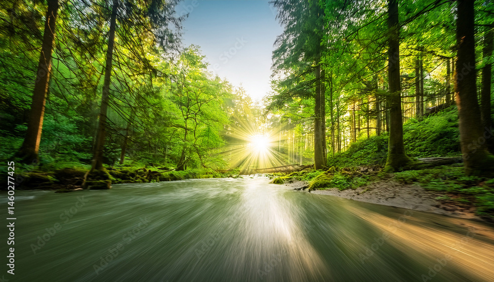 Obraz premium sunlight in green forest