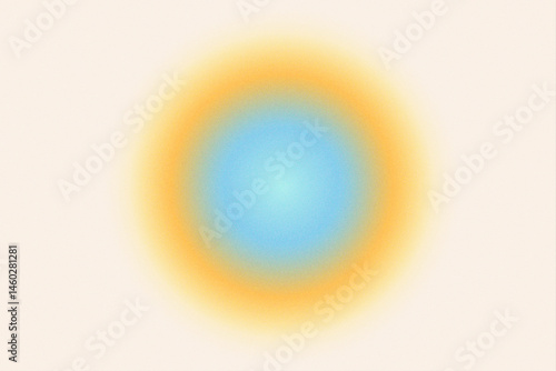 Summer abstract gradient shape with yellow orange and blue colors and grainy texture on light background design element