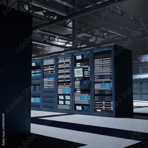 Obraz na plátně High-tech data center supporting AI processing, virtual networks and real time analytics
