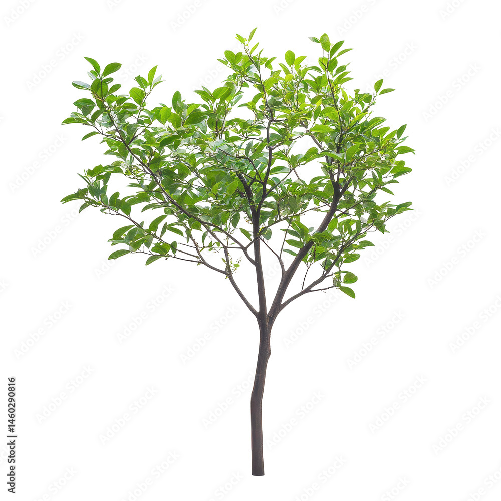 Obraz premium Lush green tree with vibrant leaves isolated on a clean Transparent background, Tree on White background, realtree green leaf isolate die cut file