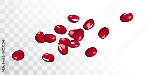 Red adzuki beans, falling raw aduki bean pile, Vigna angularis legume seeds, flying