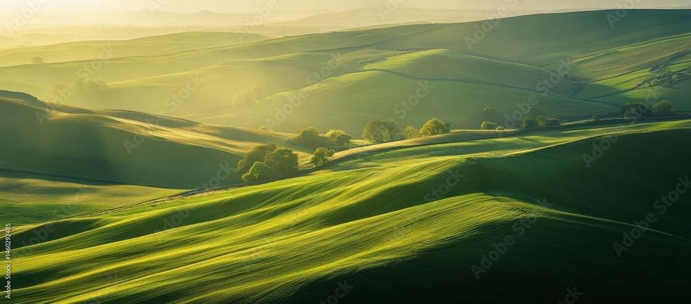 Obraz premium Rolling Green Hills at Sunrise