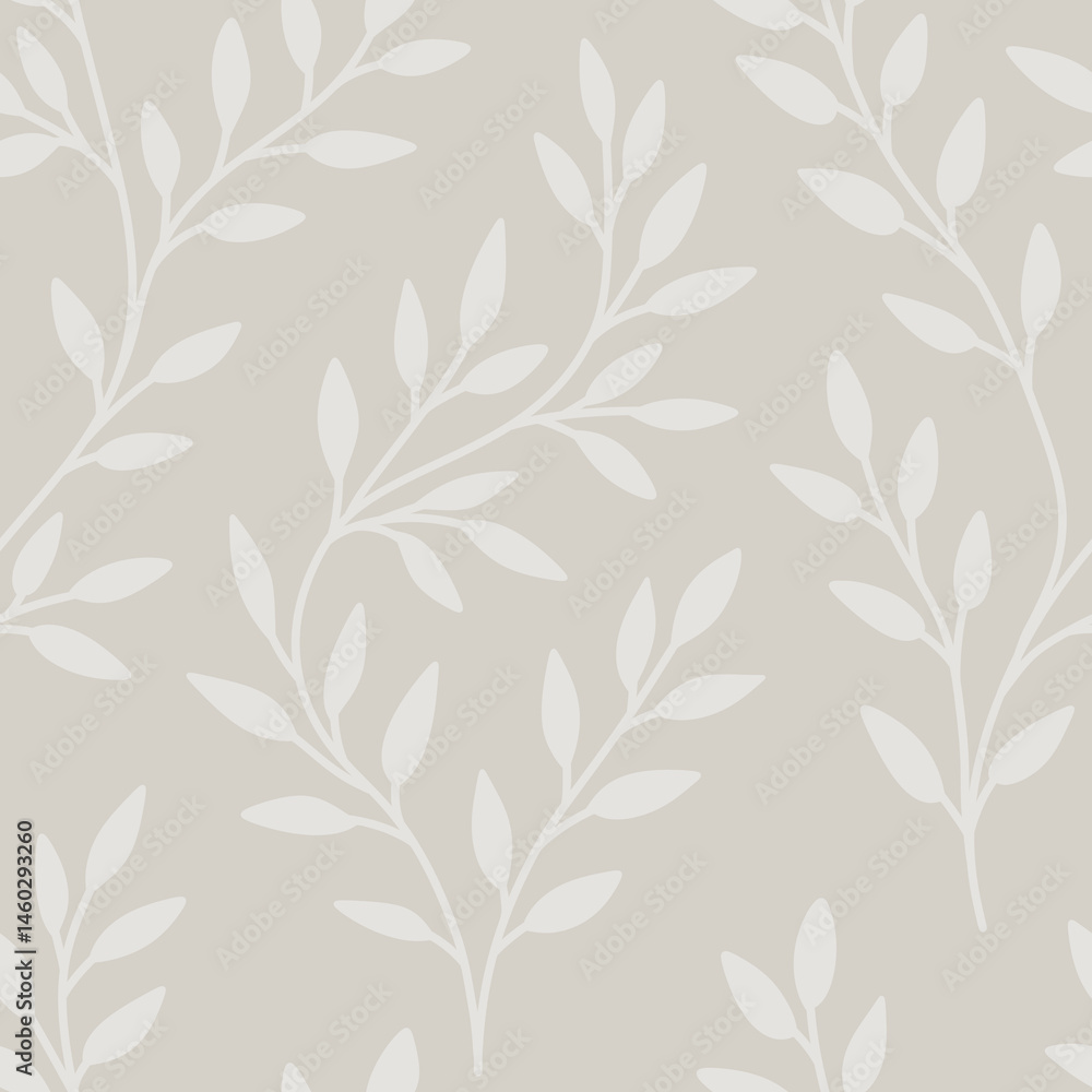 Seamless botanical pattern, abstract ornament of simple hand drawn silhouettes of plants. Floral print, small branches, tiny leaves, foliage on background. Vector illustration Seamless botanical pattern, abstract ornament of simple hand drawn silhouettes of plants. Floral print, small branches, tiny leaves, foliage on background. Vector illustration