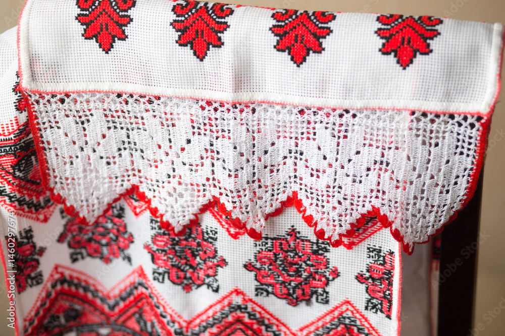 Close-Up of Traditional Slavic Rushnyk with Crocheted Lace and Cross-Stitch Embroidery — Handmade Folk Textile
Close-Up of Traditional Slavic Rushnyk with Crocheted Lace and Cross-Stitch Embroidery — Handmade Folk Textile