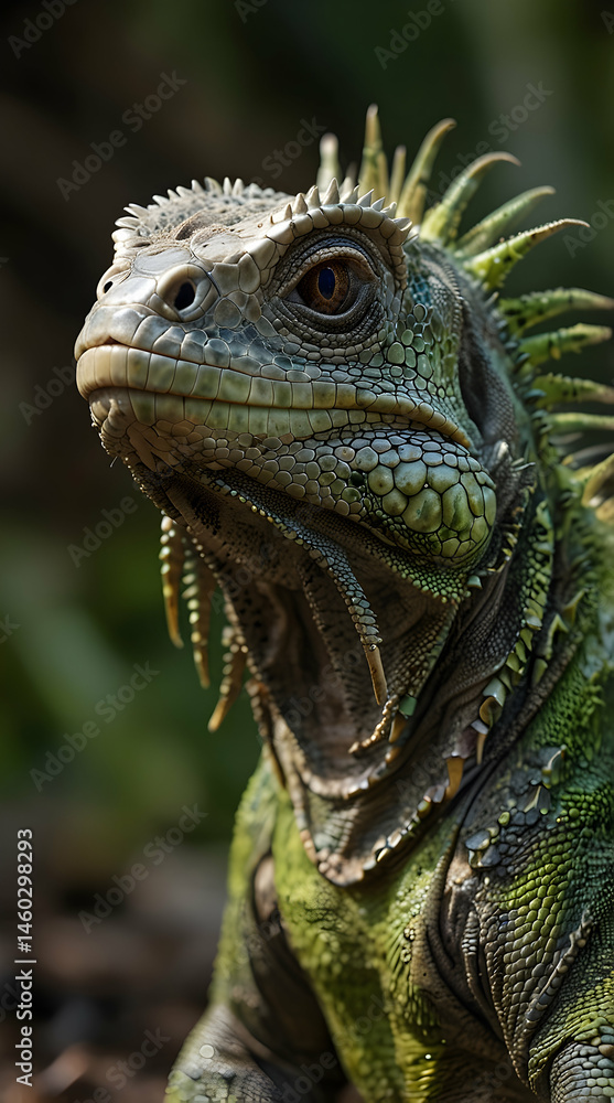 Obraz premium Green Iguana in Focus