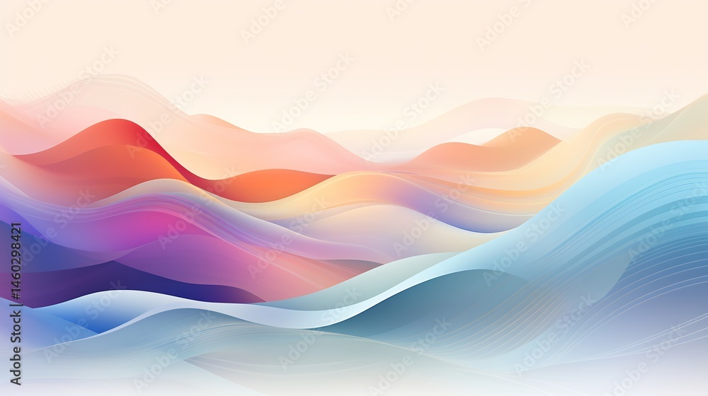 Harmonious flow of pastel waves, a gentle gradient abstract composition Harmonious flow of pastel waves, a gentle gradient abstract composition
