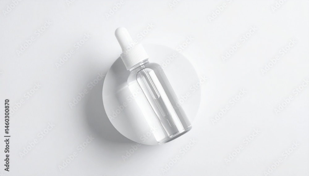 Naklejka premium face toner bottle balancing isolated on white background top view high contrast commercial product photography e commerce showcase