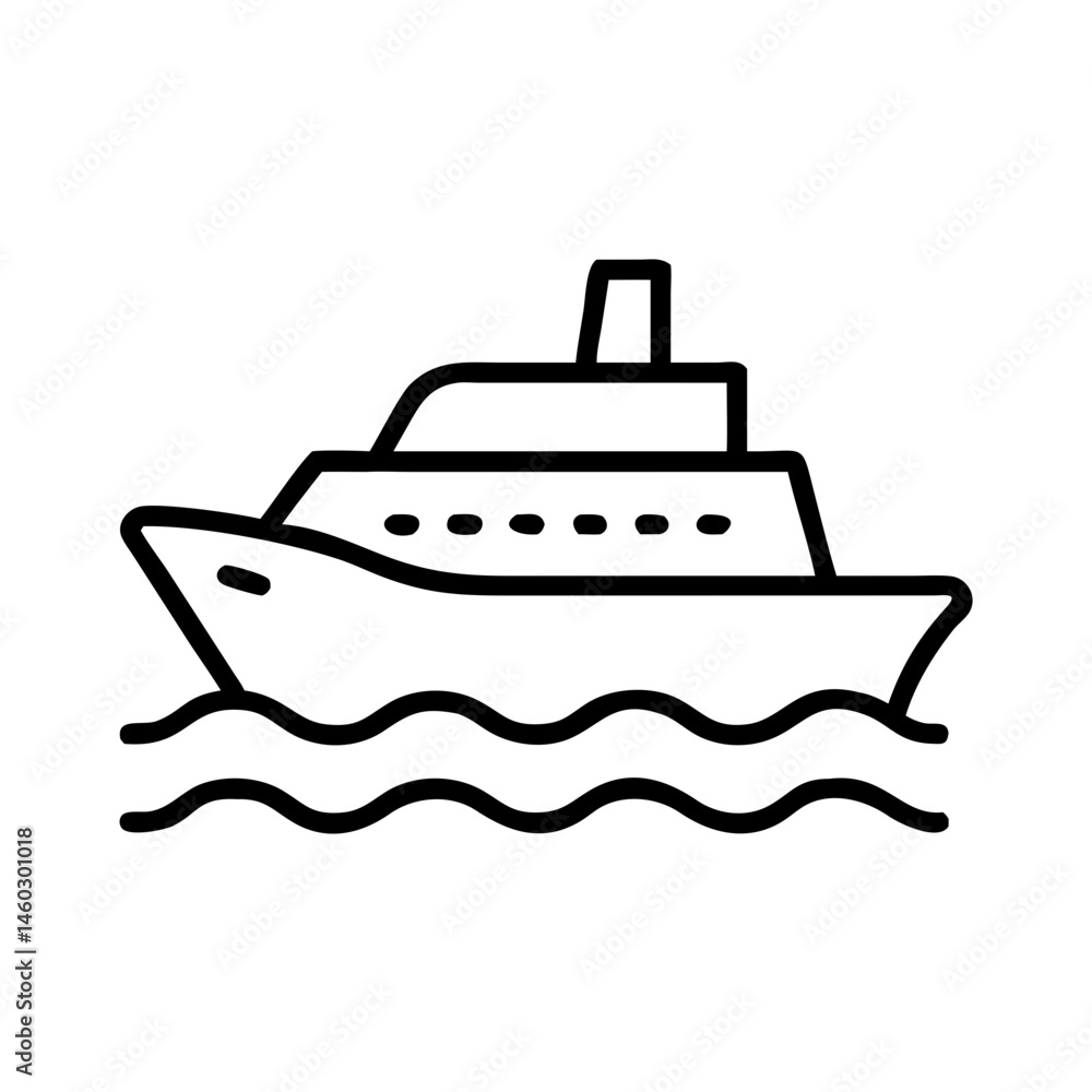 Cruise ship icon illustrating a large vessel sailing on water for travel and leisure Cruise ship icon illustrating a large vessel sailing on water for travel and leisure