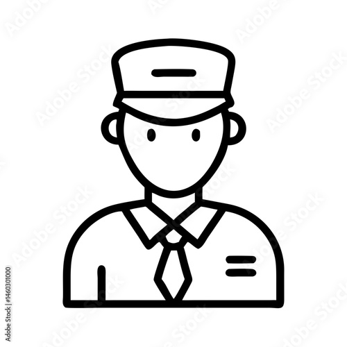 Chauffeur icon depicting professional driver wearing uniform and cap for transport services