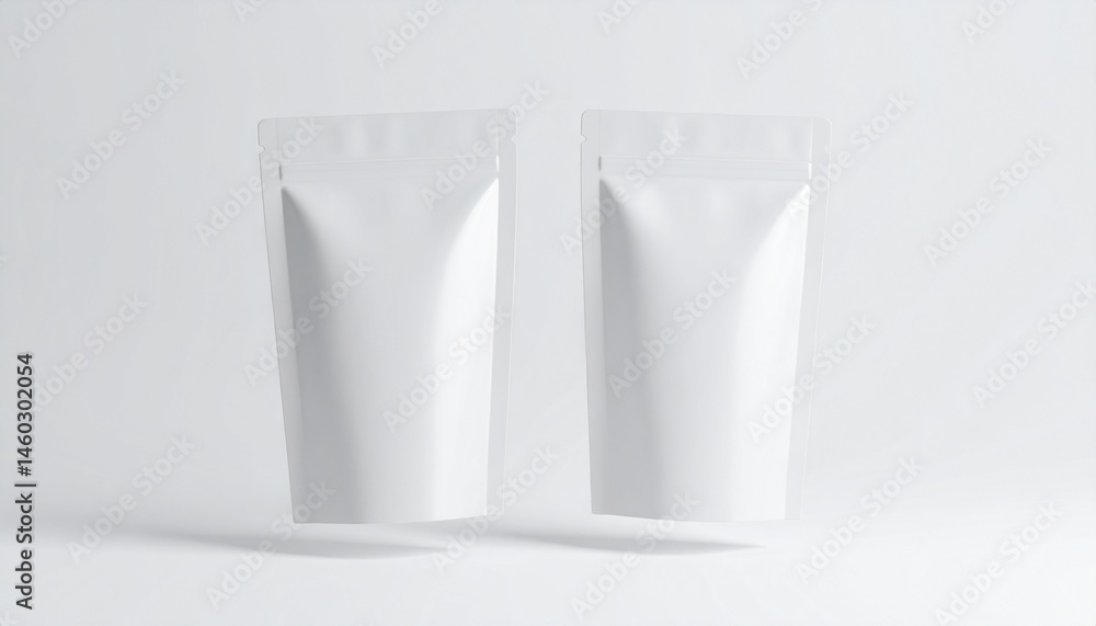 pouch packaging mockup 3d rendering style white and neutral colors product design concept pouch packaging mockup 3d rendering style white and neutral colors product design concept
