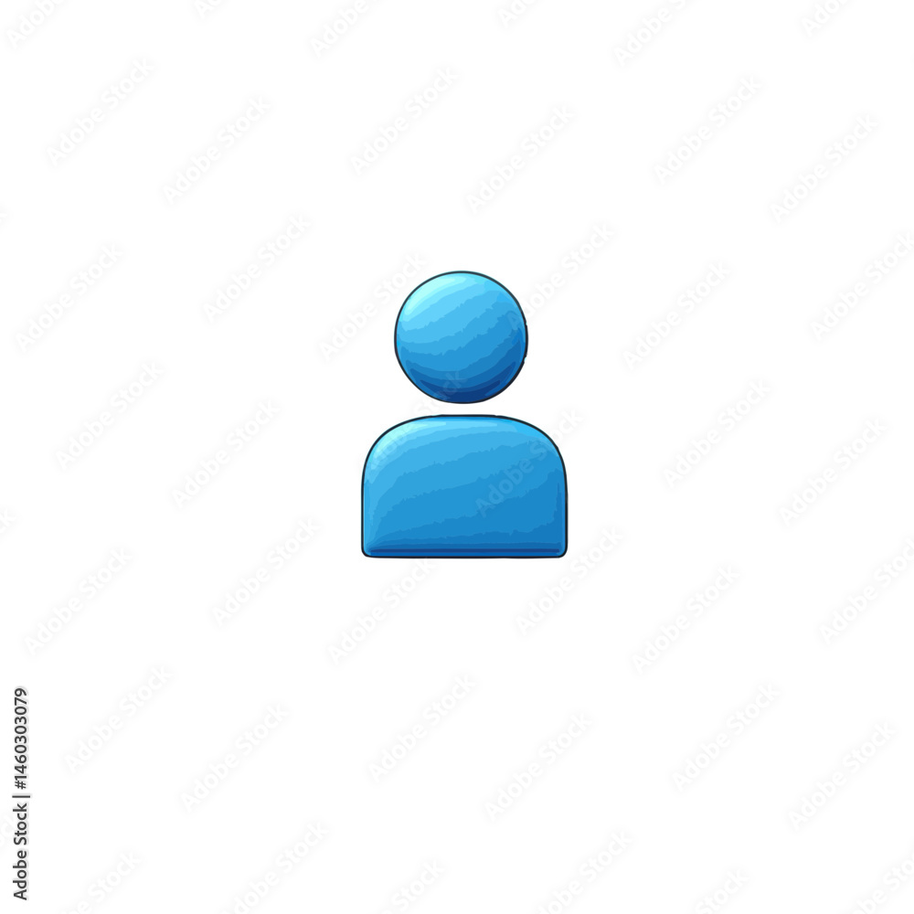 Volumetric illustration of a blue user icon symbolizing friendship and connection in a digital landscape Volumetric illustration of a blue user icon symbolizing friendship and connection in a digital landscape