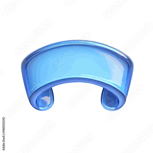 Volumetric illustration of a blue transparent bookmark showcasing a unique curved design and smooth finish for reading enthusiasts
