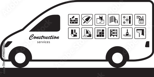 Construction services van - vector illustration