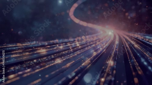 The flow of digital money in the form of luminous lines creating a feeling of movement and speed --ar 3:2