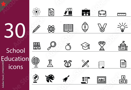 Education line icon collection. Editable stroke. Vector illustration. Containing knowledge, college, task list, design, training, idea, teacher, file, graduation hat, institute, ruler, telesco