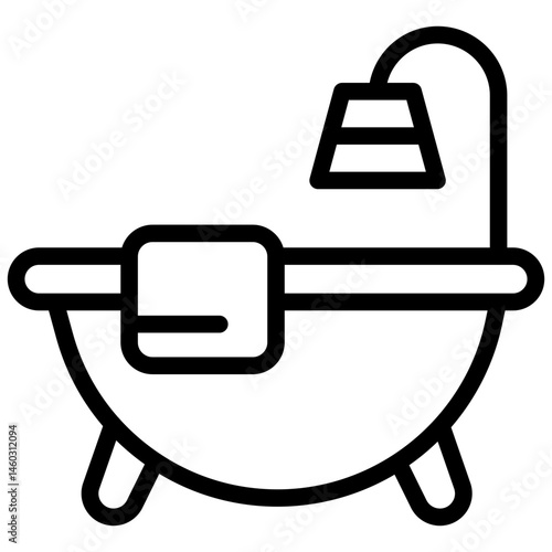 Minimalist Line Art Bathtub Icon