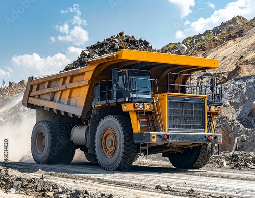 heavy duty dump truck loaded with construction debris powerful industrial vehicle in action