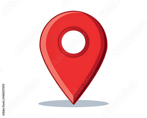 Free Download A single red location pin with a white circle inside isolated on a white background with a light shadow - GFXLoad