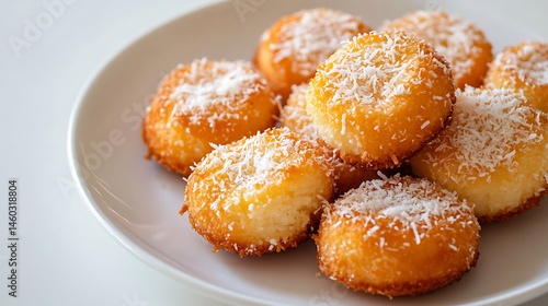 Wallpaper Mural Delicious Round Coconut Glazed Cakes on a White Plate Dessert Treat Isolated Torontodigital.ca