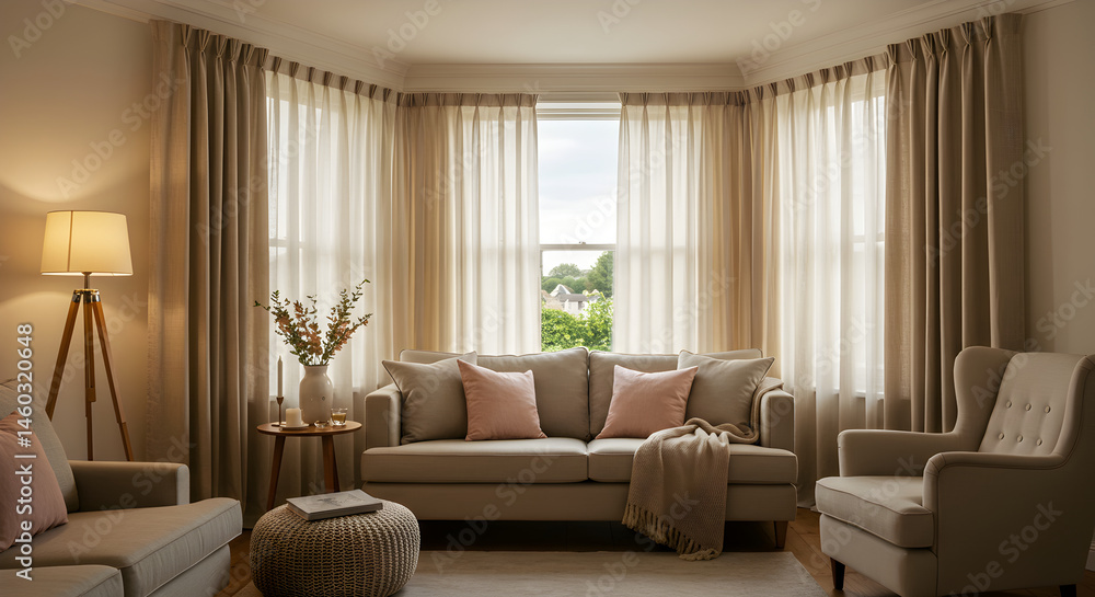 Elegant Home Interior Showcasing Natural Light And Neutral Color Palette Elegant Home Interior Showcasing Natural Light And Neutral Color Palette