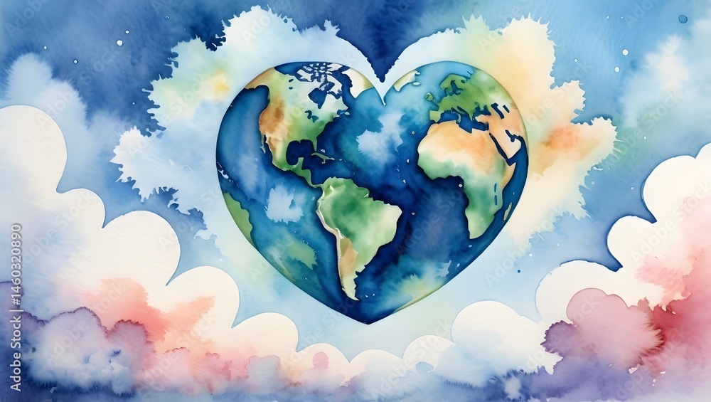 Naklejka premium Heart Shaped Globe of the World