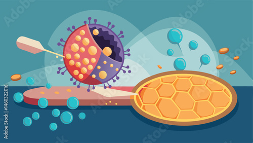 Ingredient Breakdown An illustration highlighting the ingredients in the nanotech peel with nanotechnology particles visually depicted breaking down larger substances for better