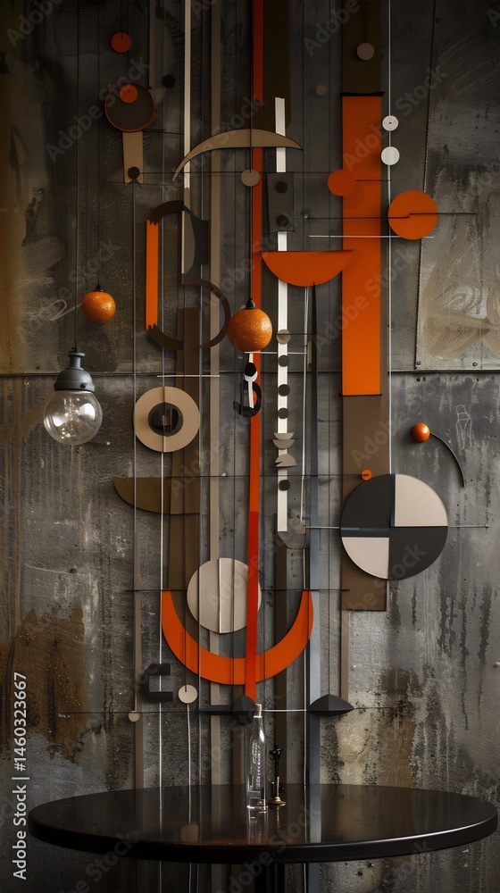 Naklejka premium layout vector art group tech professionals brainstorming sticky notes wall blue orange grey white notes diverse figures simple shapes collaborative workspace clean flat design vertical Minimal