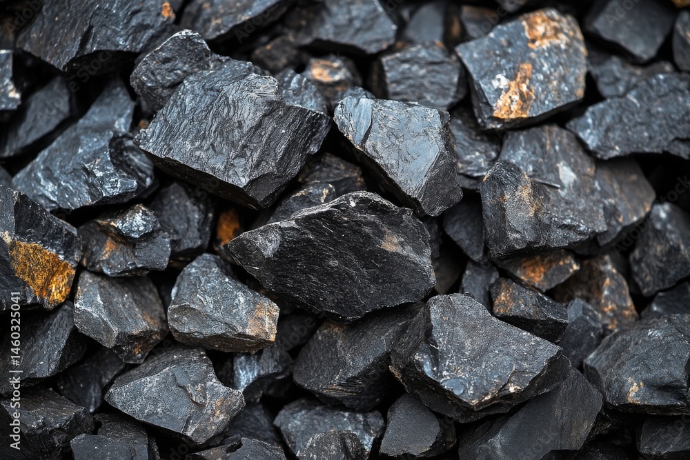 Heap of shiny black coal rocks with high contrast texture Heap of shiny black coal rocks with high contrast texture