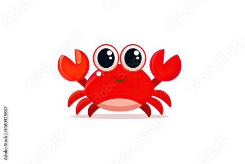 Adorable cartoon red crab illustration cute happy animal design sea icon on transparent background