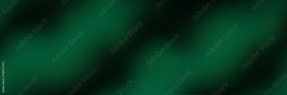Black dark emerald green abstract background. Color gradient. Noise grain particle. Wave wavy line stripe. Diagonal. Light metallic shimmer glitter. Design. Wide banner. Panoramic.