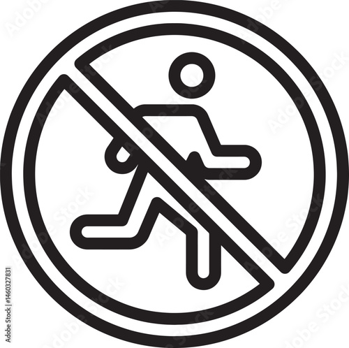 No Running or Jogging Allowed Symbol Icon Black and White Design