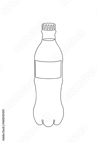 Coke bottle. Continuous line style ecology concept. Vector illustration.