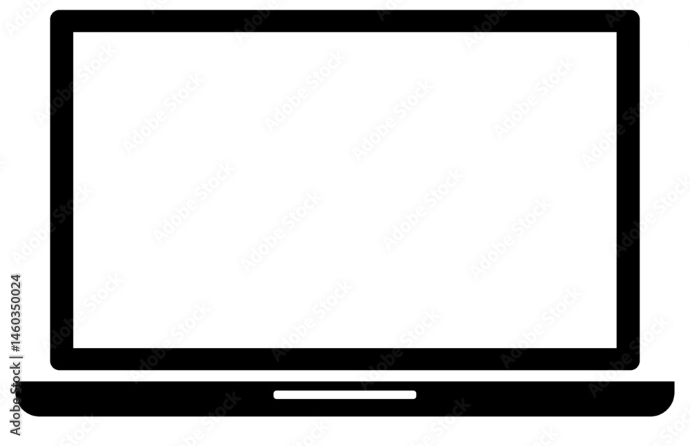 Simple Black and White Laptop Illustration Simple Black and White Laptop Illustration