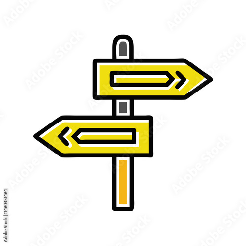 Directional signpost icon with arrows for navigation concept with copy space