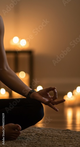 Serene Evening Yoga Session: Inner Peace and Tranquility Amidst Candlelight